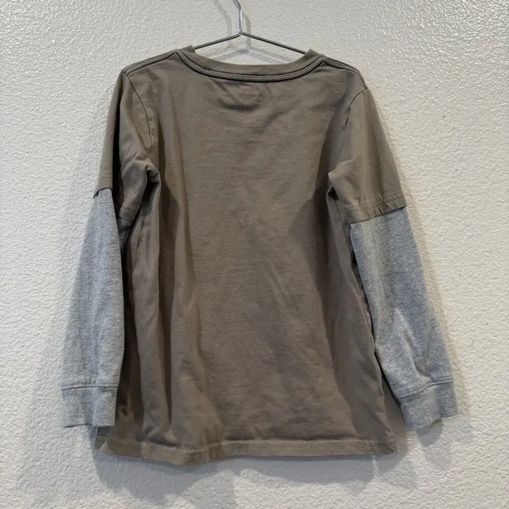 Gymboree Embroidered Goat Layered Top Rocky Mountain Olive Green Gray